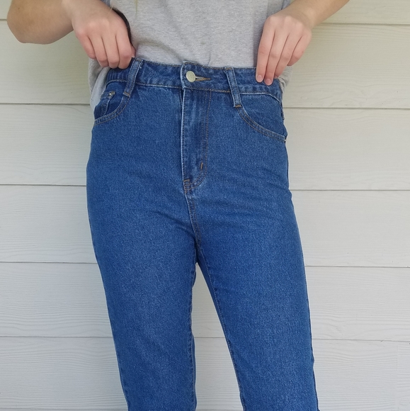 Prettylittlethings Denim Jeans, Raw Edge Ankle, Lace Up Calf, High Rise, Sz 4 - Picture 11 of 16